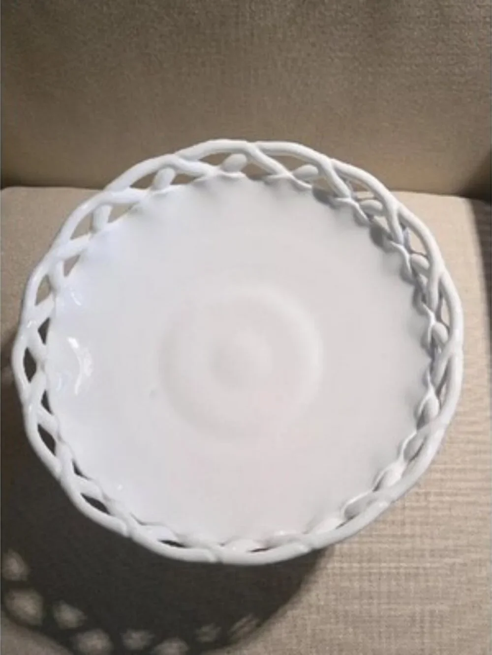 Vintage Pitman Dreitzer Milk Glass Old Colony Pedestal Bowl – Lacy Edge 1960s